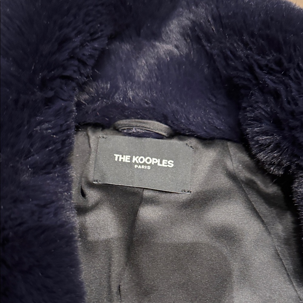 Kooples Luxurious Navy Faux Fur Jacket - Picture 2 of 10